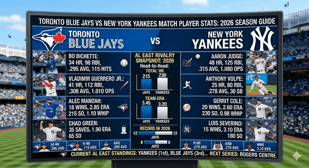 Toronto Blue Jays vs New York Yankees Match Player Stats: 2026 Season Guide